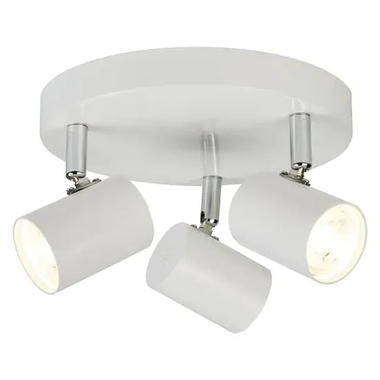 Rollo 3-Light Spotlight Plate with Cylinder Head - White, Chrome image
