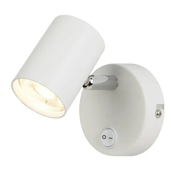 Rollo Cylinder Head Wall Bracket Spotlight - White, Chrome image