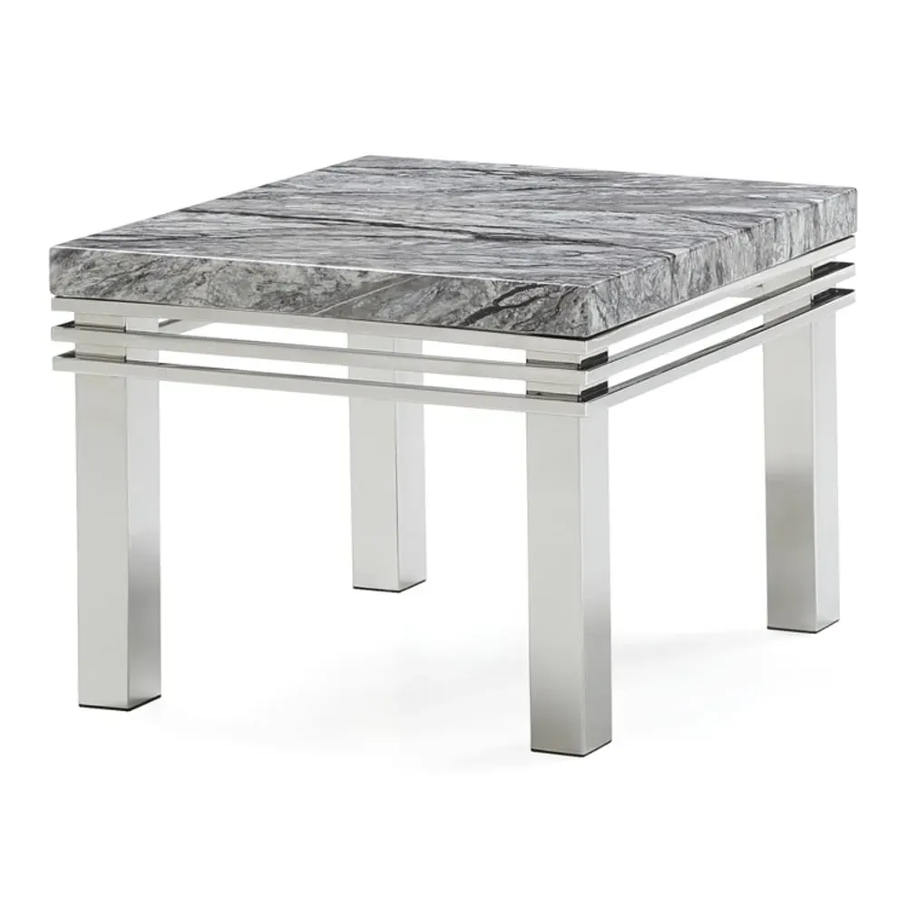 Roma End Table - Grey, Marble image