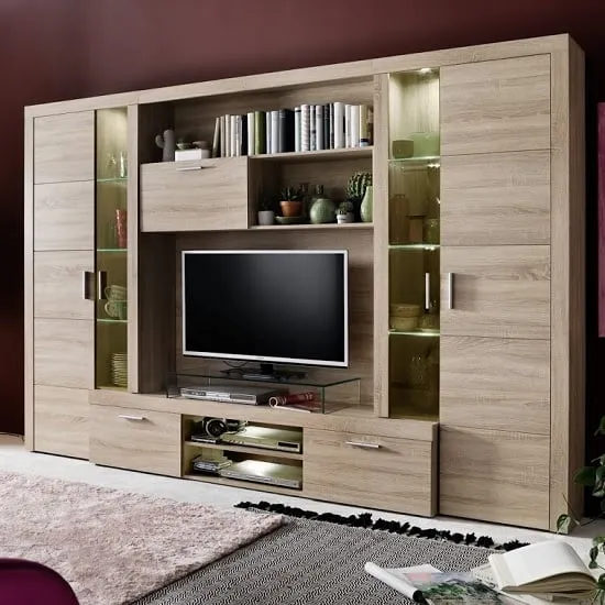 Roma Entertainment Unit with LED Lighting - Sonoma Oak product
