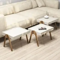 Roma Nesting Side Tables Set of 3 - Walnut, Cream alternate view