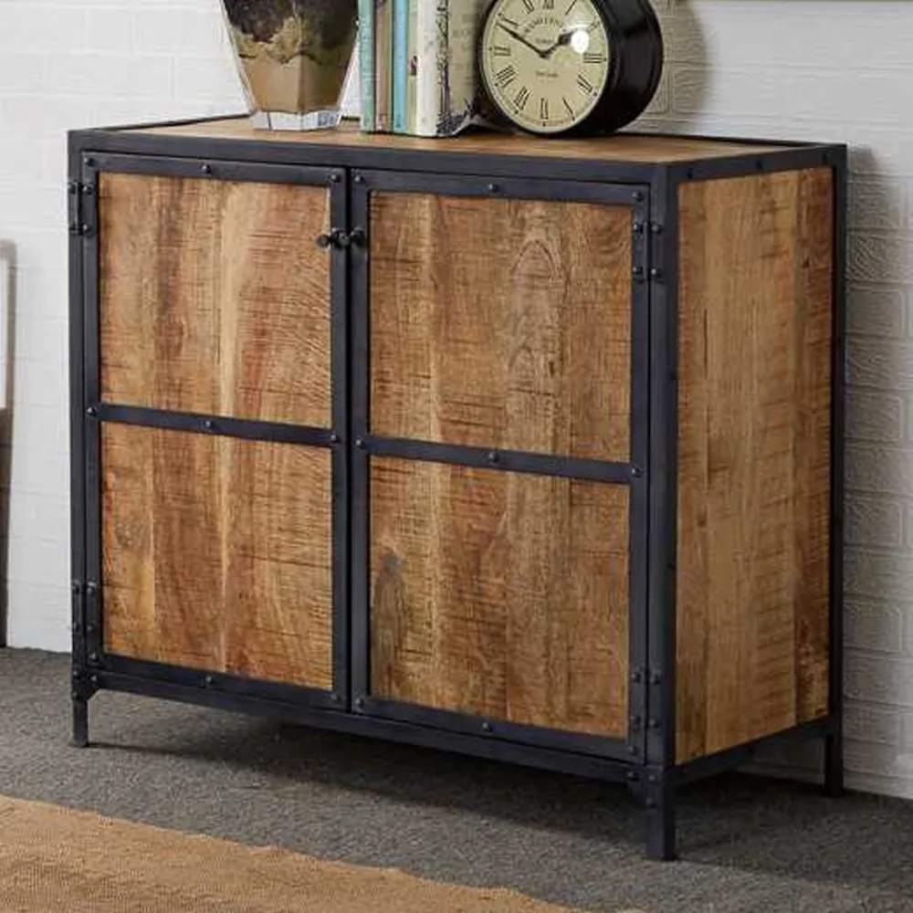 Romarin Compact Sideboard with 2 Doors - Reclaimed Wood, Metal