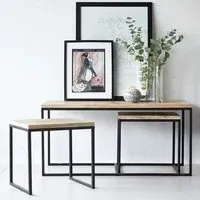 Romarin John Long Coffee Table Set - Reclaimed Wood, Metal