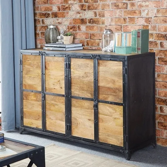 Romarin Sideboard with 4 Doors - Reclaimed Wood, Metal