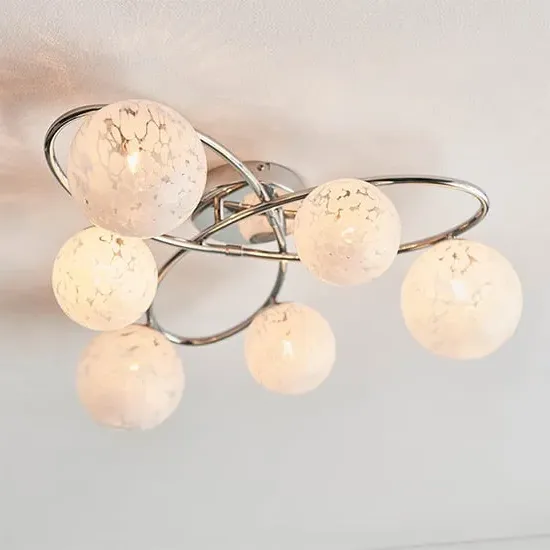 Rome Confetti Glass 6 Lights Semi-Flush Ceiling Light - Chrome