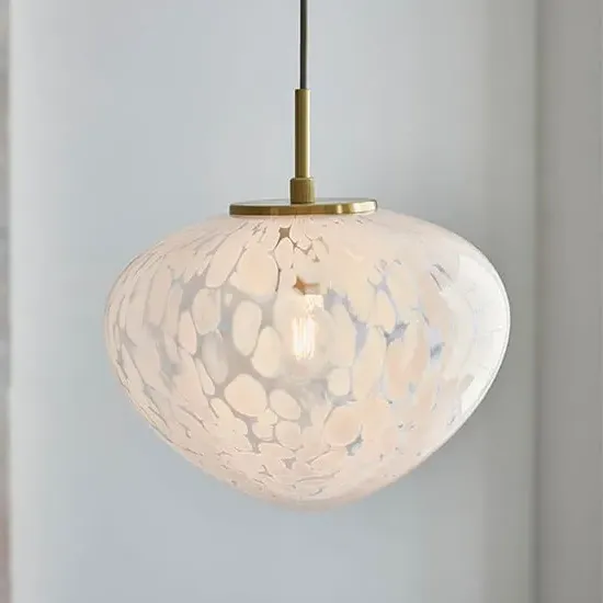 Rome Confetti Glass Single Ceiling Pendant Light - Satin Brass image