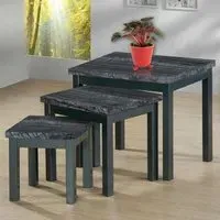 Rome High Gloss Nest of 3 Tables - Charcoal Black Marble Effect