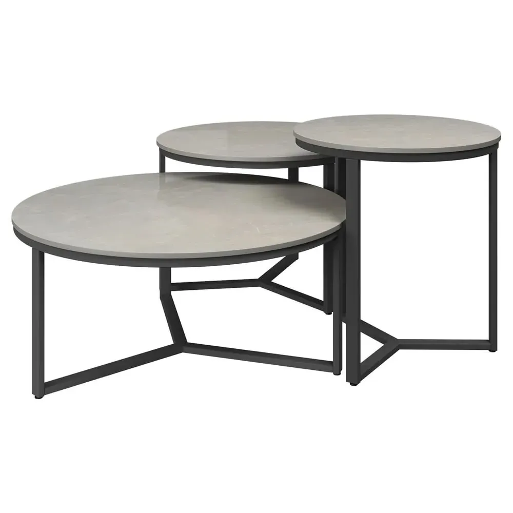 Rome Nesting Coffee Tables - Grey, Sintered Stone Ceramic