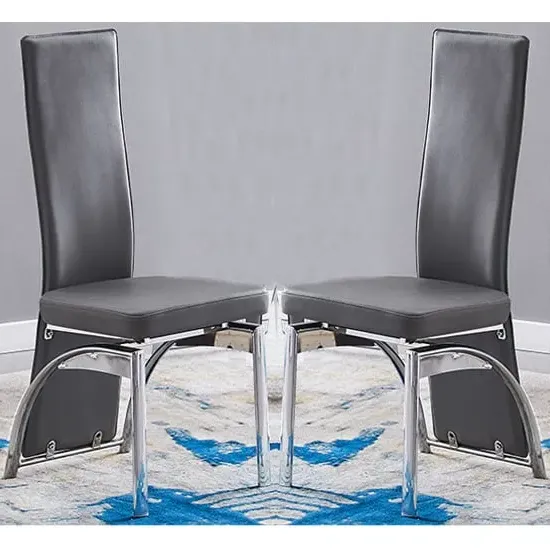 Romeo Dining Chairs with Chrome Legs - Grey, Faux Leather image