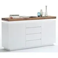 Romina 2 Door Sideboard with LED - White, Knotty Oak