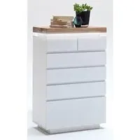 Romina 6 Drawer Chest with LED - Knotty Oak, White