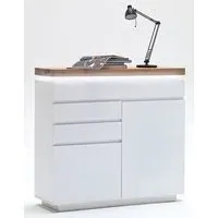 Romina Compact Sideboard with LED - White, Knotty Oak