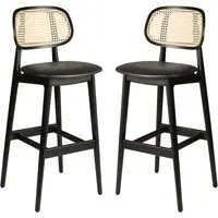 Romney Bar Stools - Black, Rattan