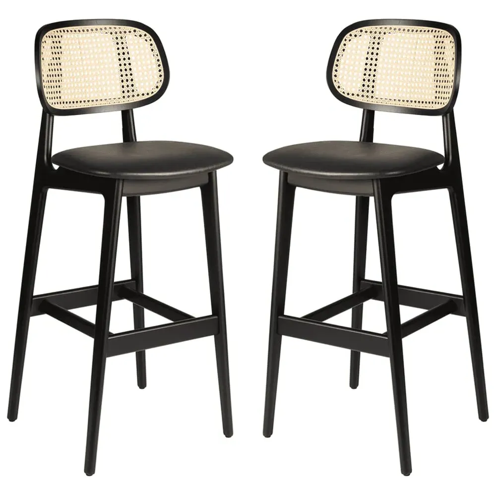 Romney Bar Stools - Black, Rattan image