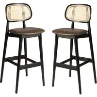 Romney Bar Stools - Brown, Rattan