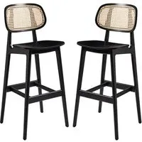 Romney Bar Stools In Pair - Black, Oak