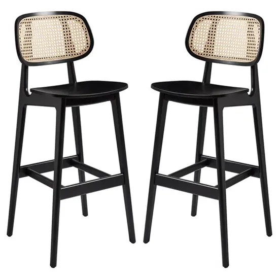Romney Bar Stools In Pair - Black, Oak
