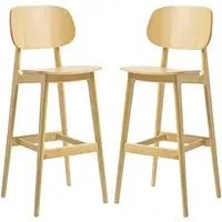 Romney Bar Stools In Pair - Natural, Oak