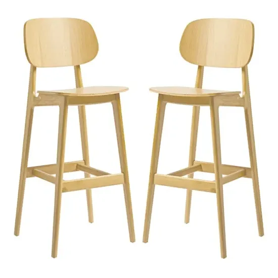Romney Bar Stools In Pair - Natural, Oak image