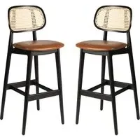 Romney Bar Stools - Tan, Rattan