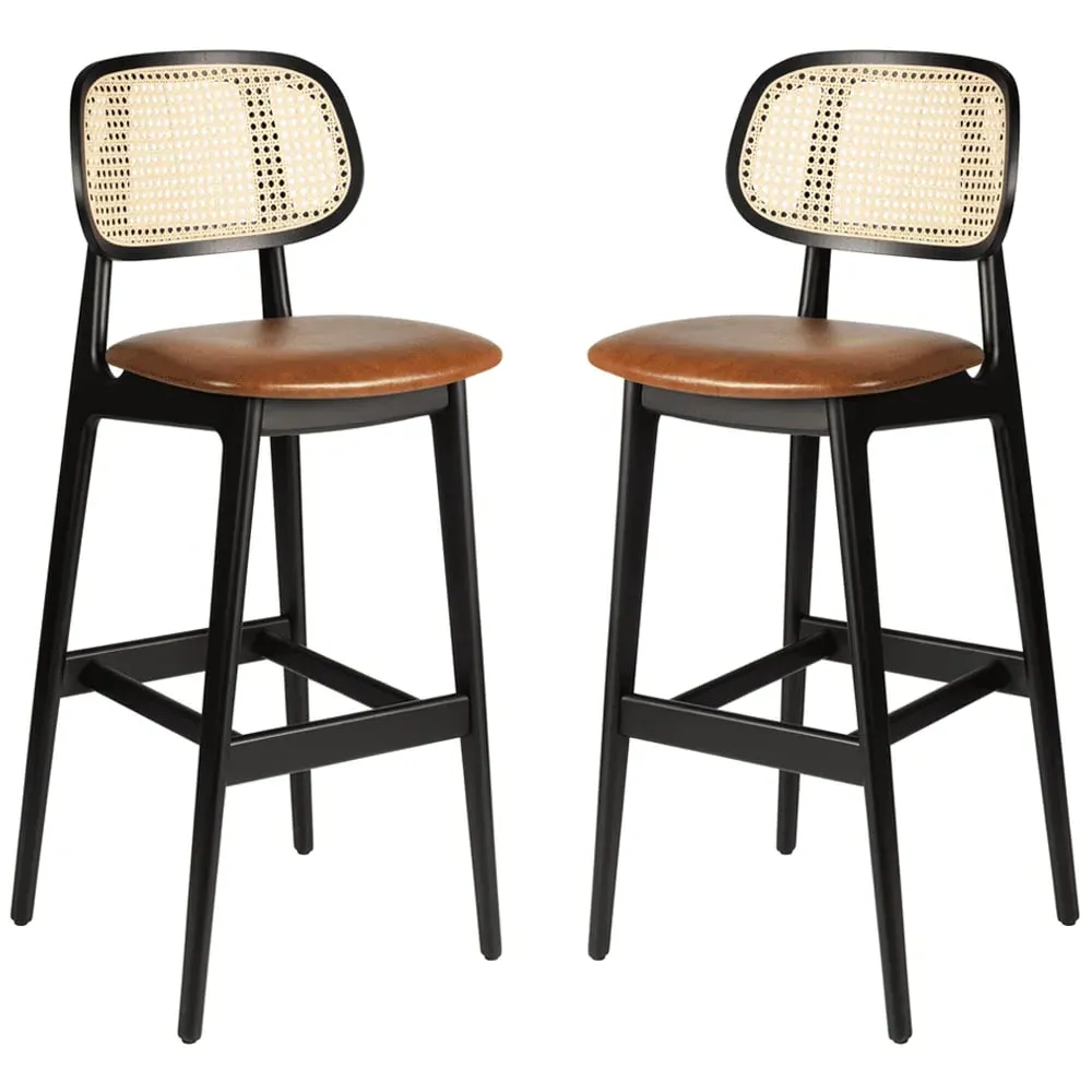 Romney Bar Stools - Tan, Rattan