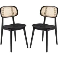Romney Dining Chairs Pair - Satin Black, Oak