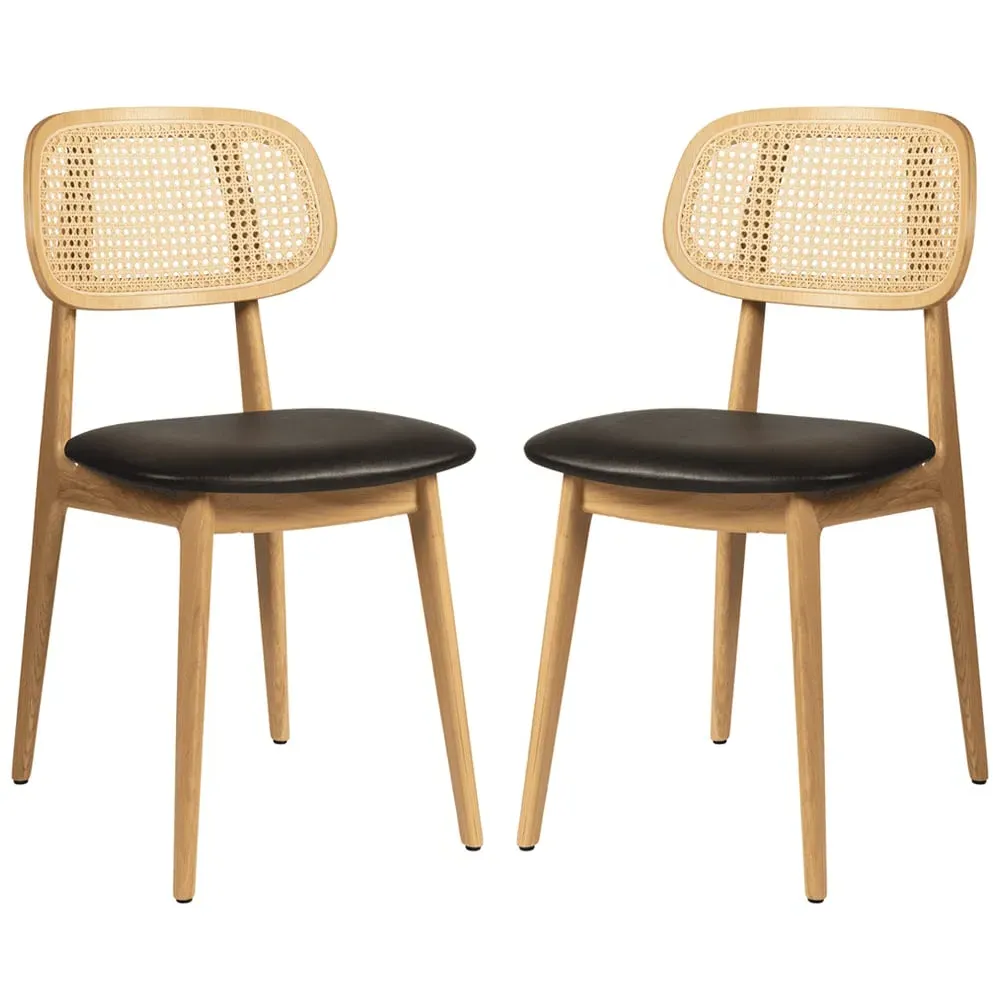 Romney Rattan Side Chairs - Black, Beech