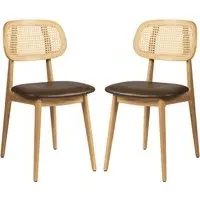 Romney Rattan Side Chairs - Brown, Beech