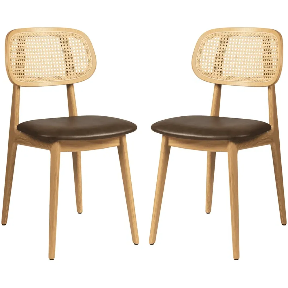 Romney Rattan Side Chairs - Brown, Beech