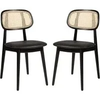 Romney Side Chairs - Black, Rattan