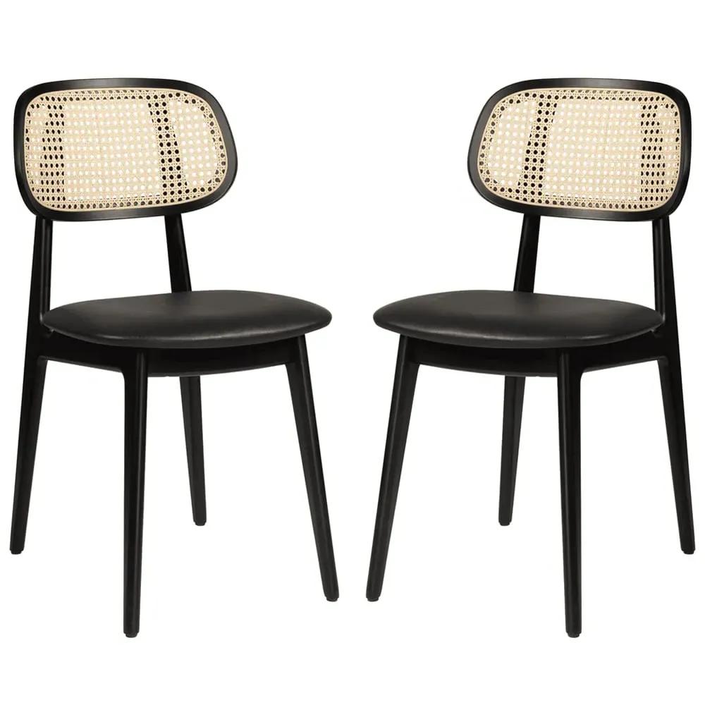 Romney Side Chairs - Black, Rattan image