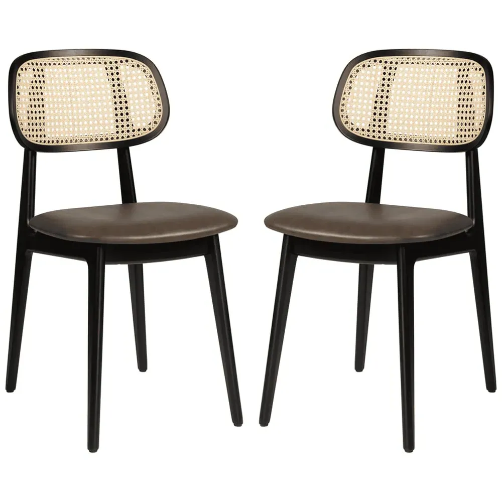 Romney Side Chairs - Brown, Rattan