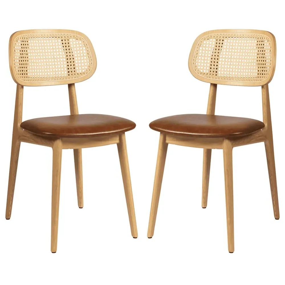 Romney Side Chairs - Tan, Rattan