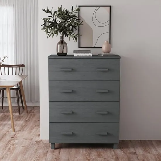 Ronen 4-Drawer Chest - Dark Grey, Pine