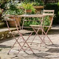 Ronks 2-Seater Bistro Set with Steel Frame - Pink, Acacia Wood alternate view