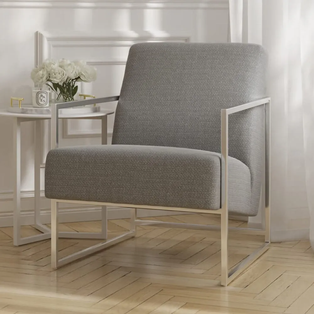 Rootstown Bedroom Chair with Silver Frame - Dove Grey, Fabric image