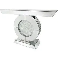 Rosalie Console Table with Round Mirror - Silver, Mirrored Glass