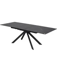 Rosario Ceramic Marble Extending Dining Table - Matt Black