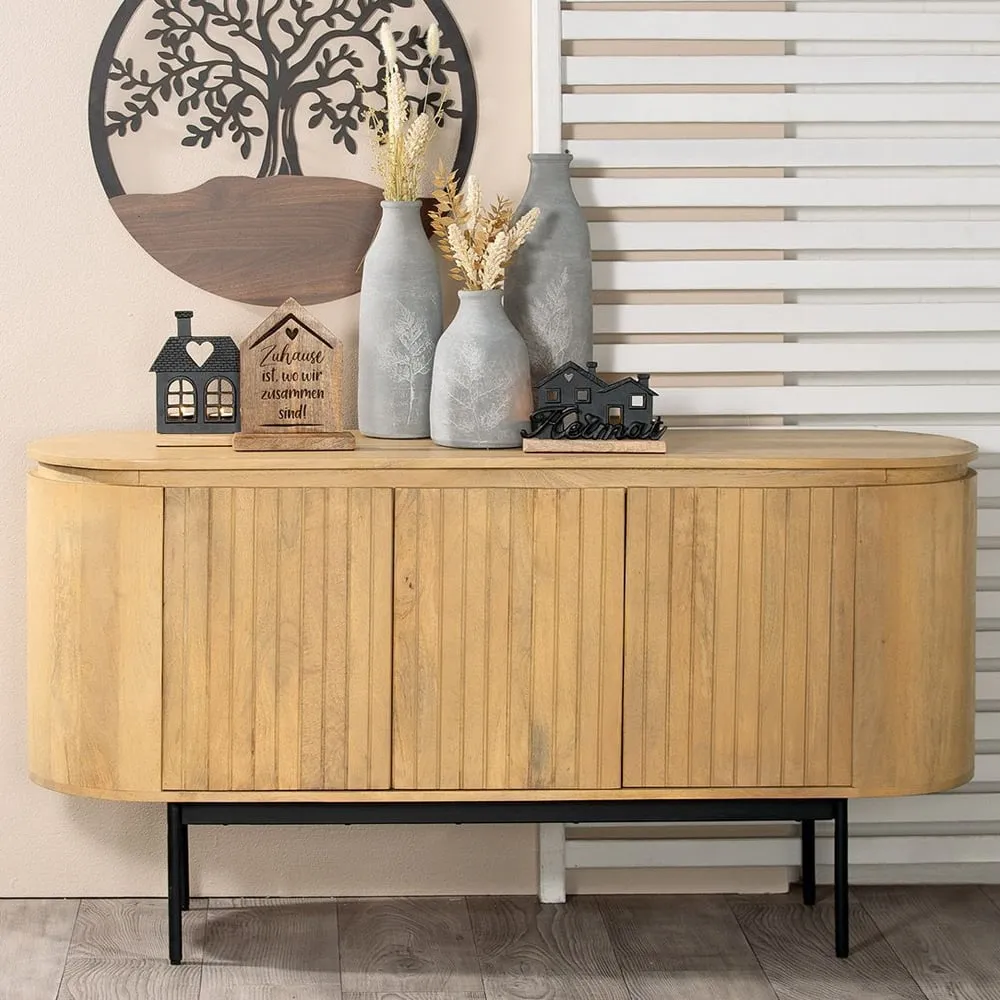 Roseau Wooden Sideboard with 3 Doors - Natural image