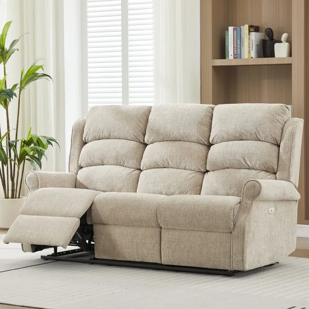 Rosenberg 3-Seater Electric Recliner Sofa - Rabbit, Fabric product