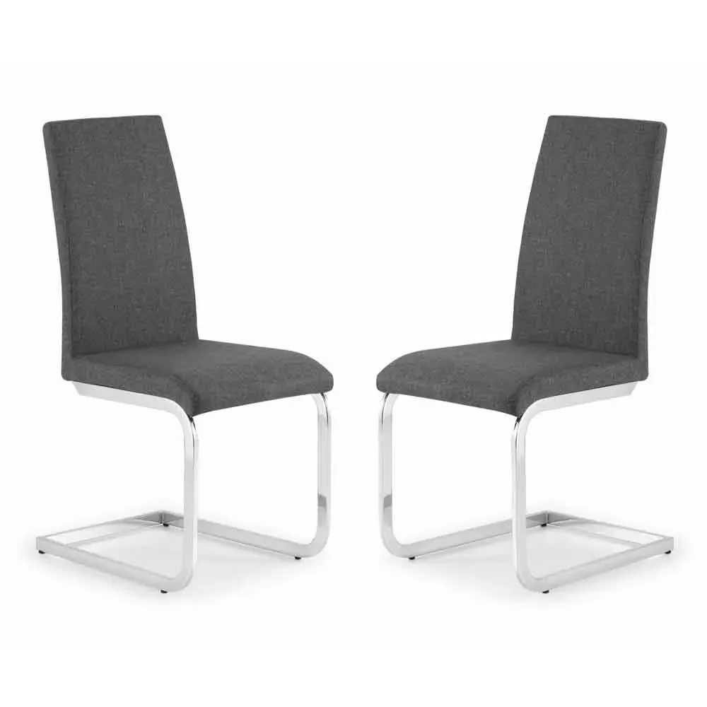 Rosendale Cantilever Dining Chairs Pair - Slate Grey, Linen Fabric product