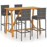 Roslyn Bar Table with 4 Audriana Chairs - Grey, Acacia Wood alternate view