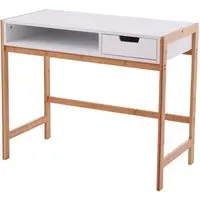 Rosta Computer Desk with Drawer - White, Bamboo