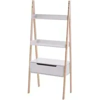 Rosta Ladder Shelving Unit with Drawer - White, Pine