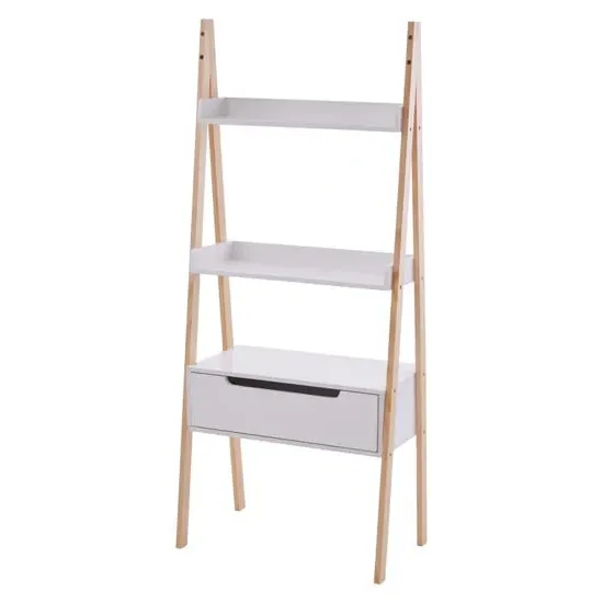 Rosta Ladder Shelving Unit with Drawer - White, Pine