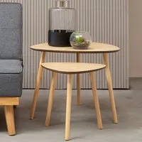 Rosta Set of 2 Stackable Side Tables - Natural, Pine Wood alternate view