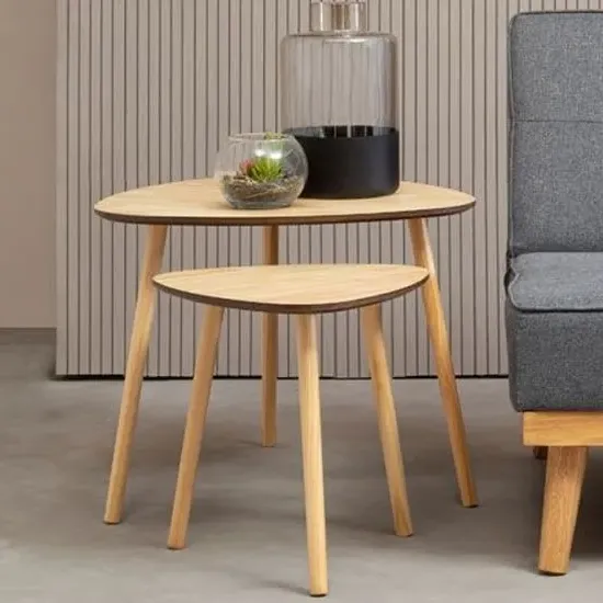 Rosta Set of 2 Stackable Side Tables - Natural, Pine Wood product