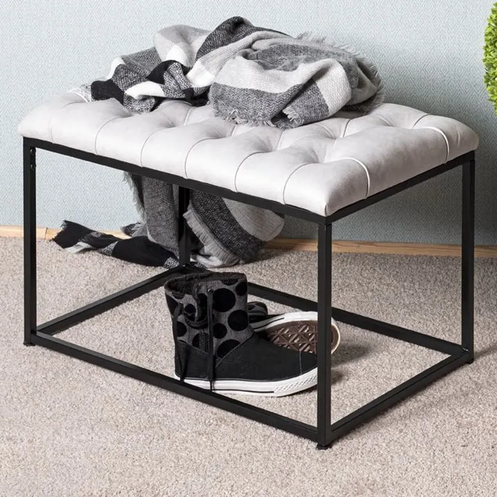 Roswell Textile Fabric Stool with Steel Frame - Grey