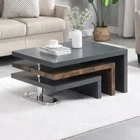 Rotating Coffee Table with 3 Tops - Grey, High Gloss
