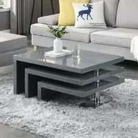 Rotating Coffee Table with 3 Tops - Grey, High Gloss